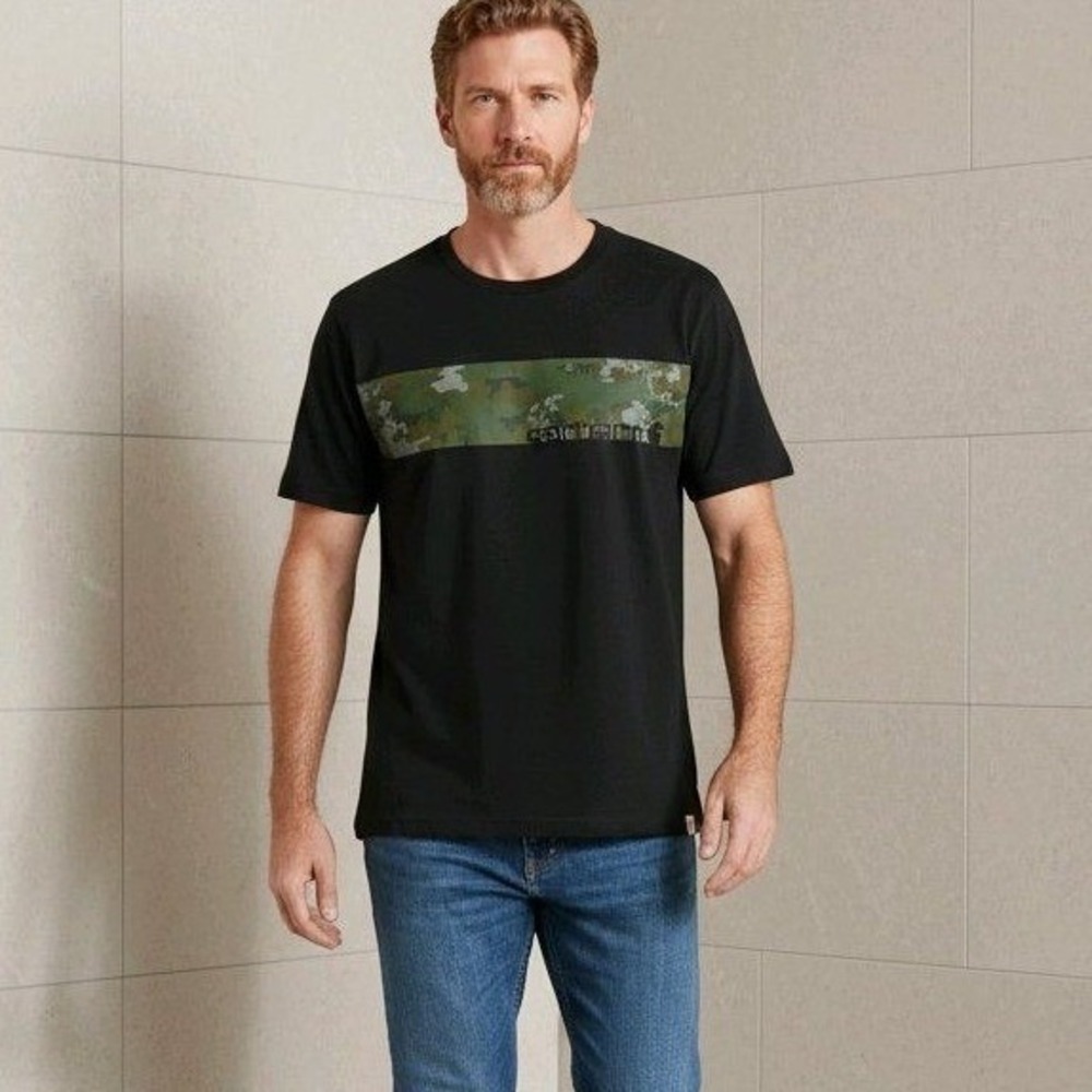 Carhartt Men Relaxed Fit‎ T Shirt Black Camo Logo Graphic Size Large